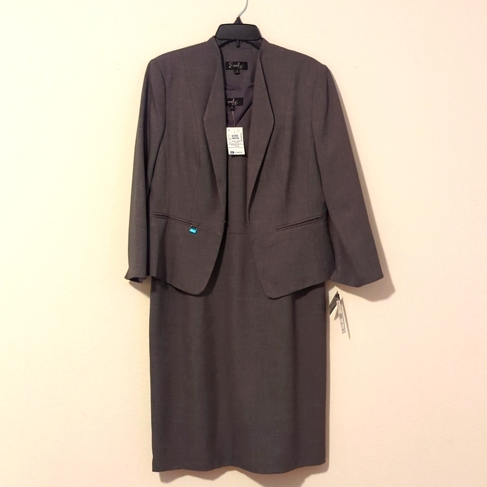 Emily Women's Grey 2 piece Jacket Dress. Size 12.